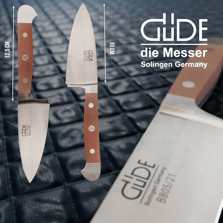 GÜDE Solingen - Hartkäsemesser Käsemesser geschmiedet, 10 cm, Birnenholz, ALPHA BIRNE, Doppelkropf,