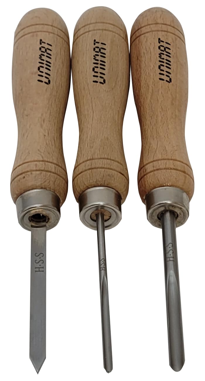 PROFI-Drechselmesser-Set, Drechselröhre, Drechseleisen, HSS, 3-teilig, passend zum COOL TOOL UNIMAT,