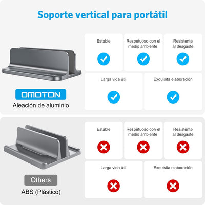 OMOTON Vertikal Verstellbarer Laptop Ständer, Notebook Ständer aus Aluminium, Laptop Halterung für M