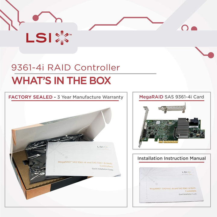 LSI Logic LSI LSI00415 MegaRAID SAS 9361-4i 4-Port 12Gb/s SAS + SATA PCI-Express 3.0 Low Profile RAI
