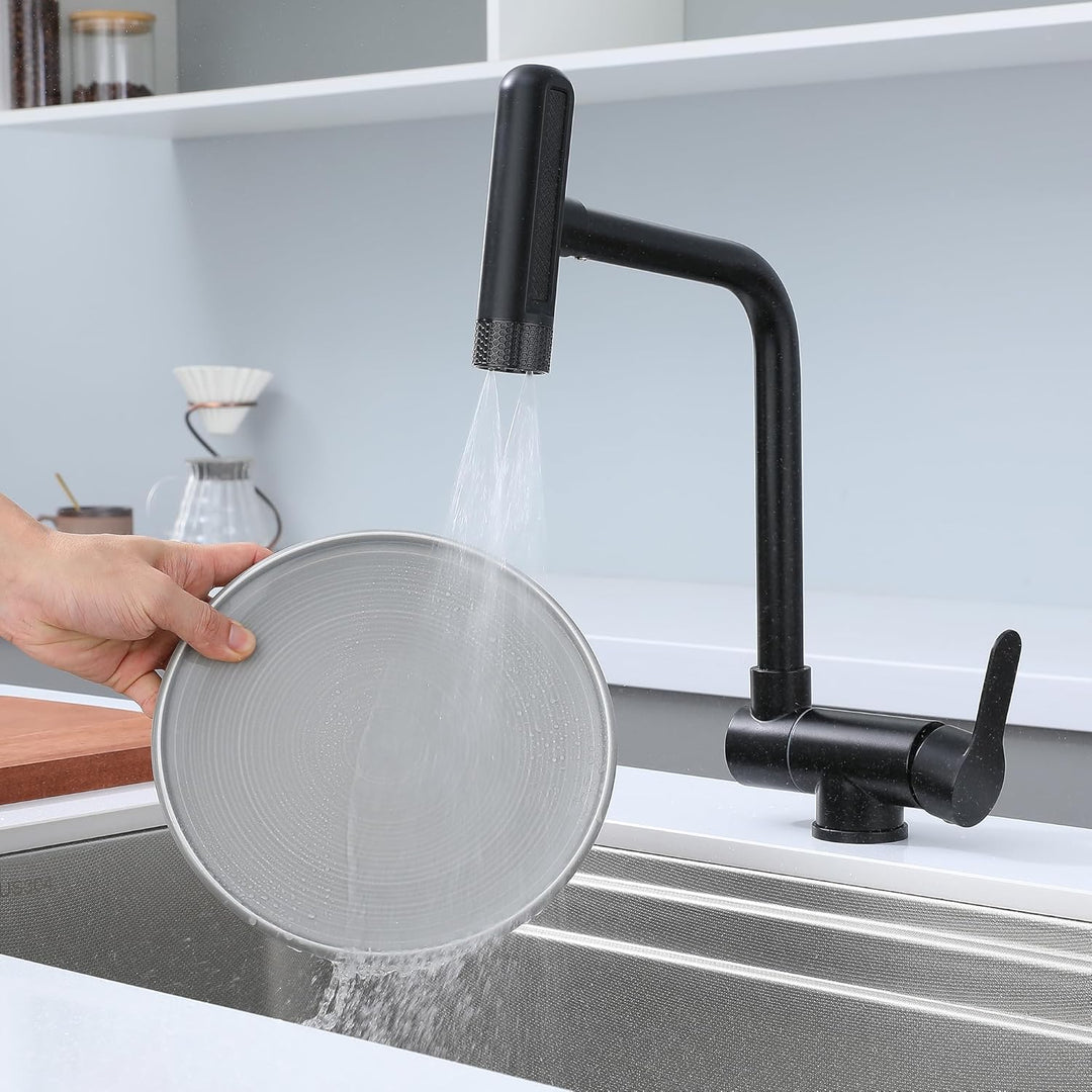 vorfenster küchenarmatur klappbar schwarz,4 modus wasserhahn, Hochdruck Wasserhahn Küche Vorfenster,