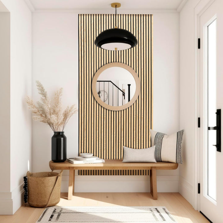 Akustikpaneele | Farbe: Eiche | Wandpaneele in verschiedenen Formaten | Deko Wohnzimmer | Wanddeko i