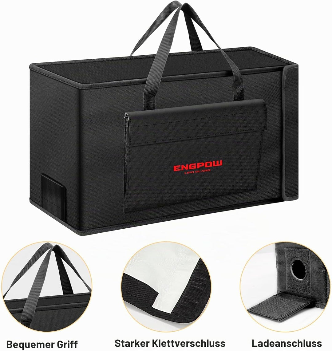 Akku Tasche Ebike Batterie Tasche Feuerfeste bis 2000°F Explosionsgeschützte Lipo Bag kompatibel mit