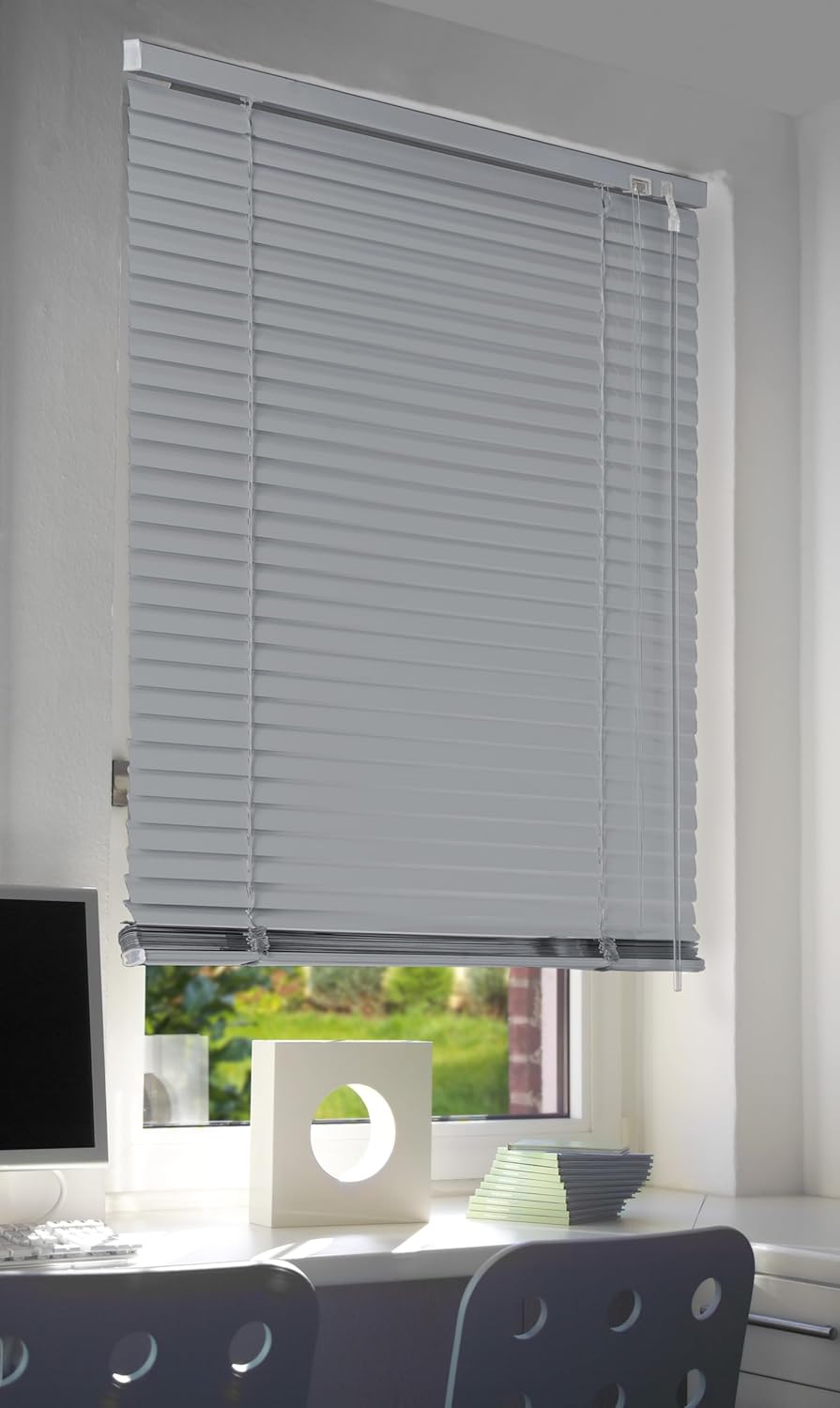 Deco4Me Alu Jalousie mit Bohren für Wand- & Deckenmontage (Silber, 50 x 175 cm) - Fenster Rollo mit