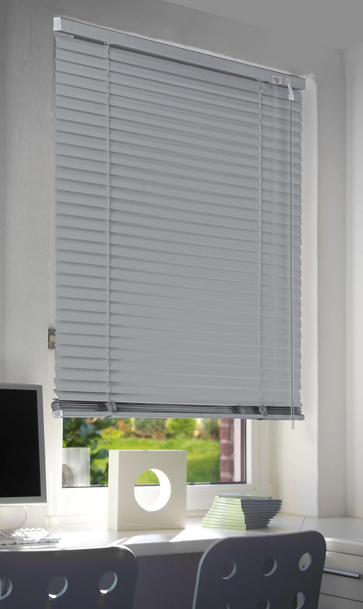 Deco4Me Alu Jalousie mit Bohren für Wand- & Deckenmontage (Silber, 50 x 175 cm) - Fenster Rollo mit