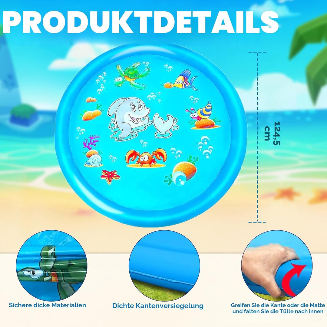 Wasserspielmatte für Haustiere100 CM/39 Zoll Wassersprinkler Matte Kinder Splash Pad, Sommerliches W