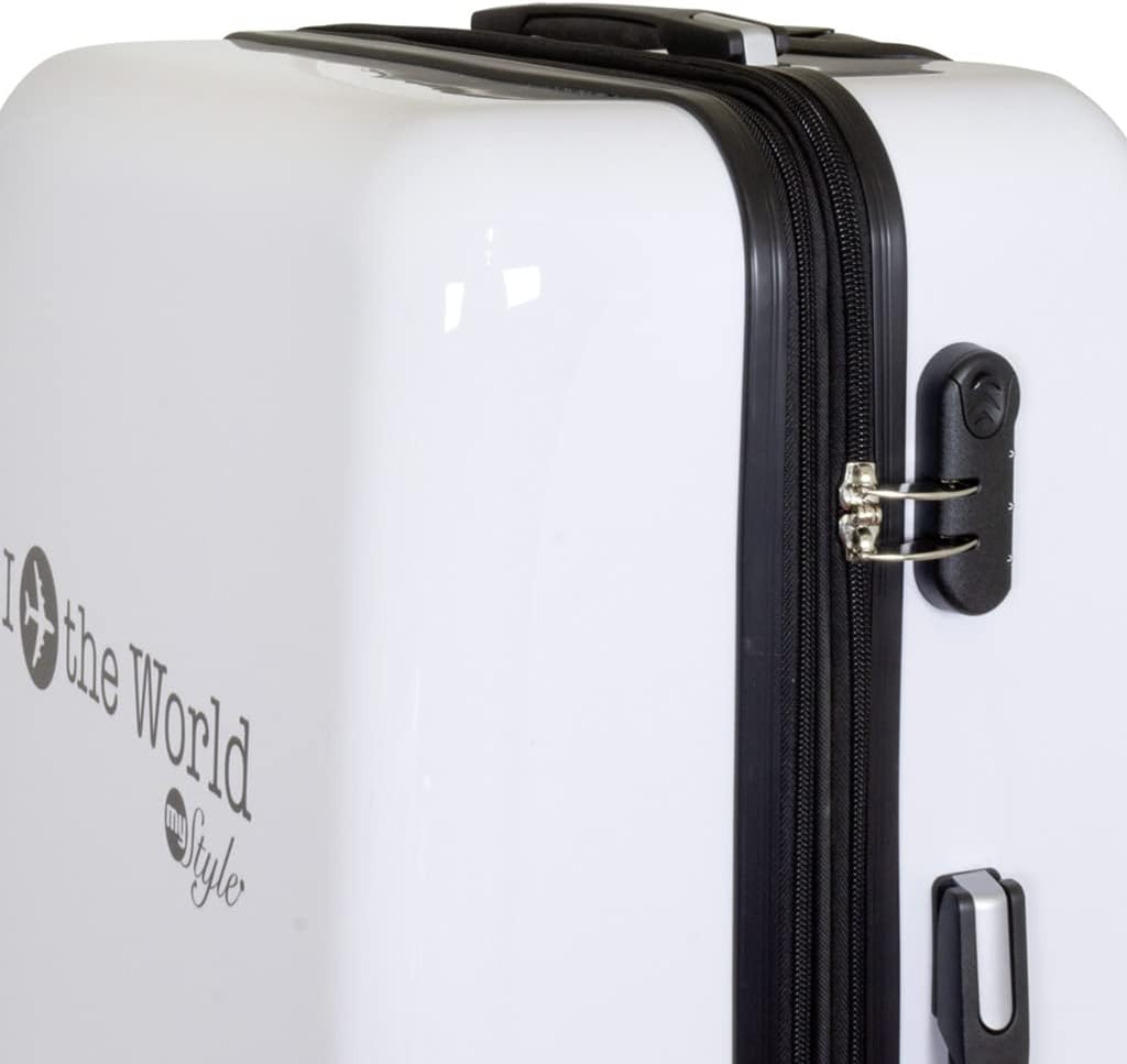 Trendyshop365 Reisekoffer Gross Hartschale mit Flugzeug Städtedesign Bedruckt 77cm 94 Liter 4 Rollen