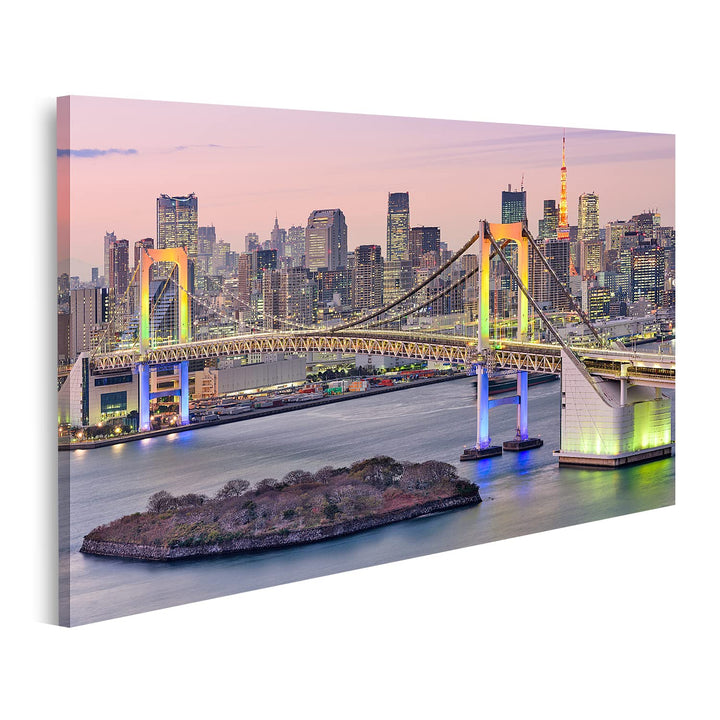 islandburner Bild auf Leinwand Tokyo Bay Skyline Japan Regenbogenbrücke Turm Bilder Wandbilder Poste