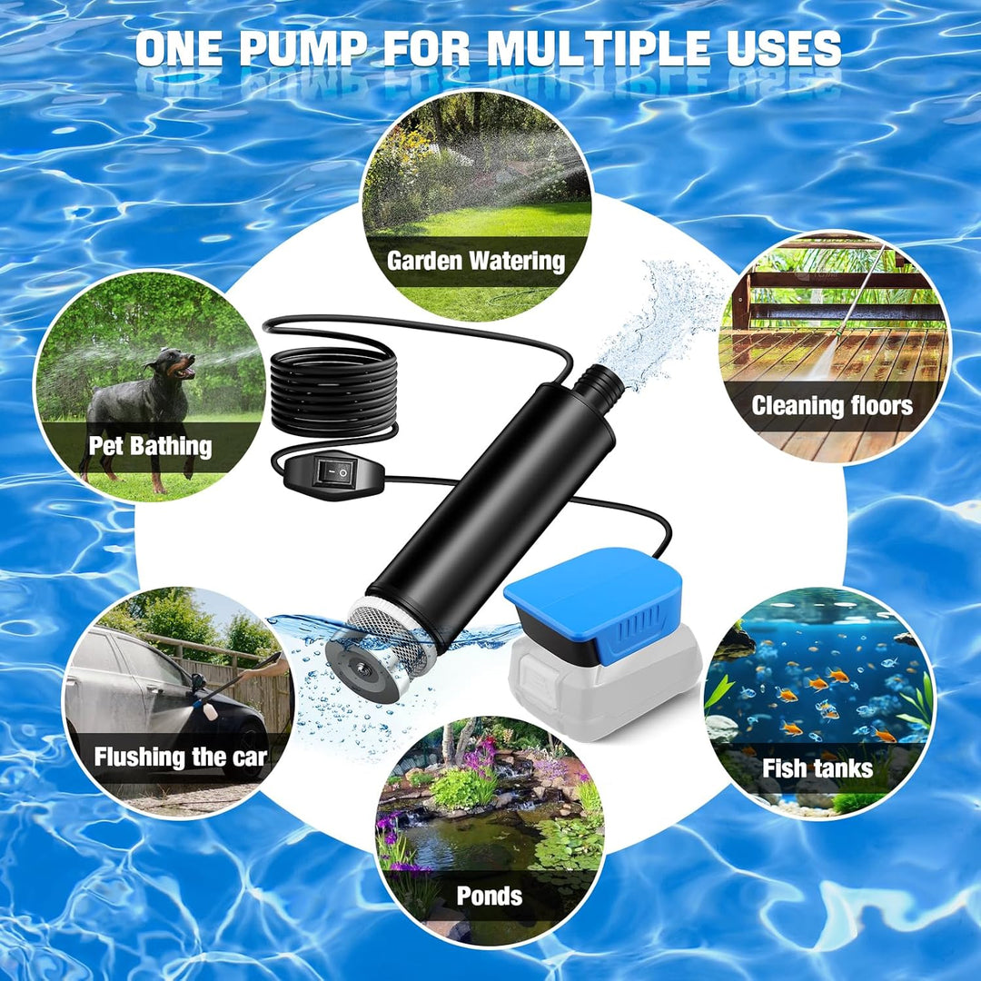 Wasserpumpe für Bosch PBA 18V Haus und Garden Akku, 500GPH Tauchpumpe Schmutzwasserpumpe Saugpumpe A