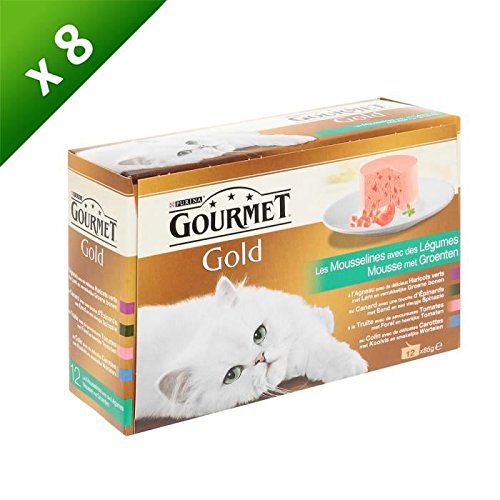 Gourmet Purina Ptée für Katzen Gemüse, Fleisch und Fisch, 12 x 85g (8er Pack) 4 Gemüsesorten, 4 Gemü