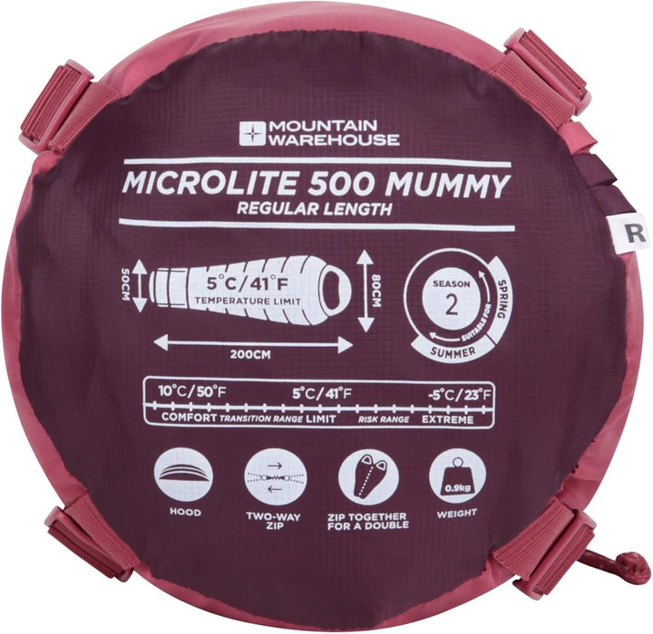Mountain Warehouse Microlite 500 Mummy Mid Season Schlafsack - 2-3 Jahreszeiten, 14cm x 35cm wenn ge