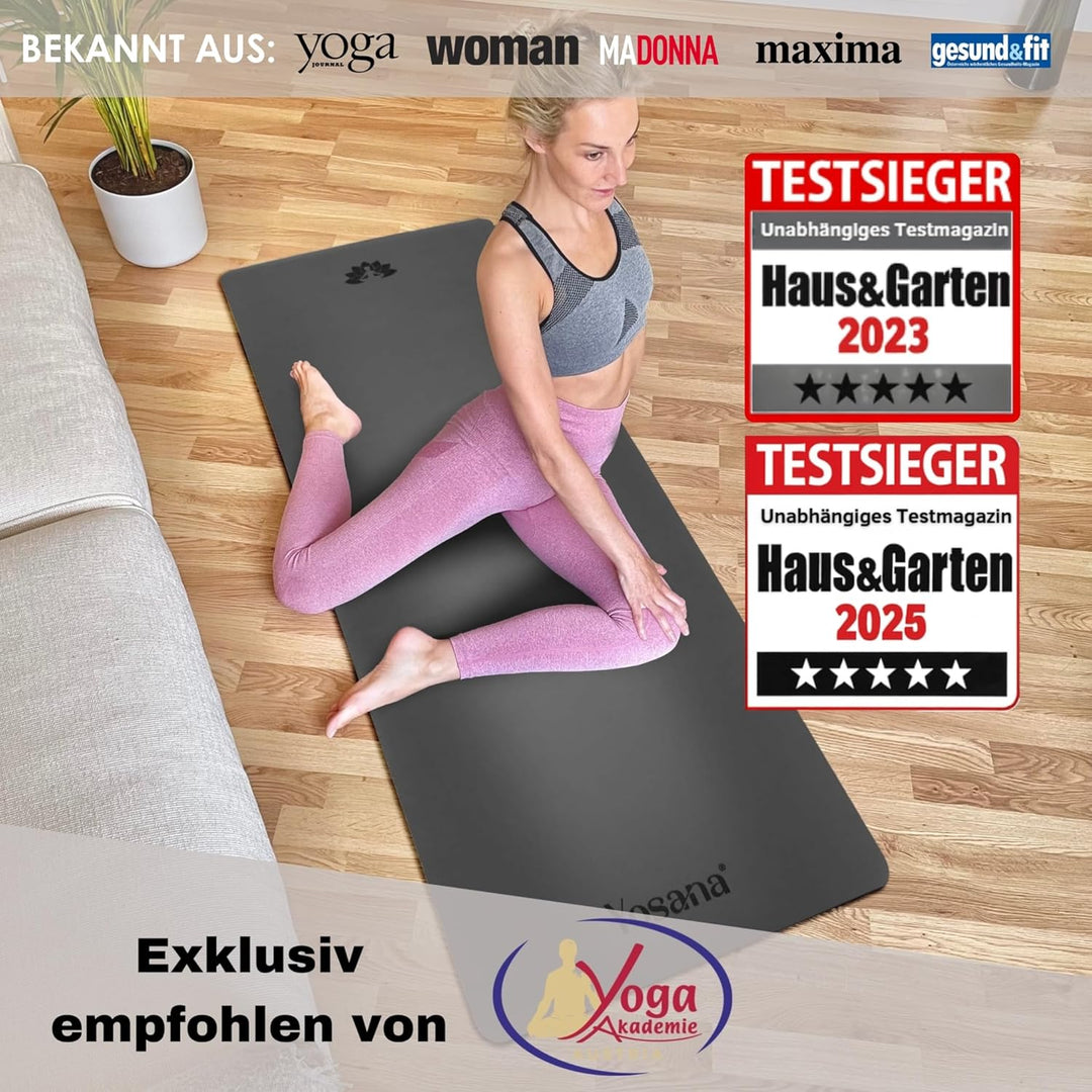 Yogamatte aus Naturkautschuk | extrem rutschfest | ULTRA GRIP Oberfläche aus ECO PU | extra breit 68