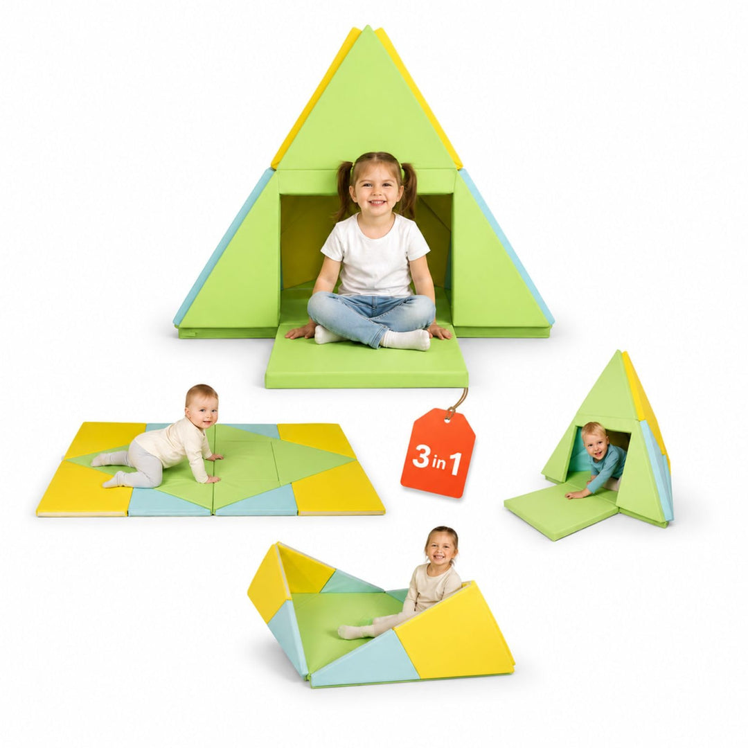 alldoro 60801 Faltbare Spielmatte 3-in-1, Krabbelunterlage, Tipi-Zelt & Spielboot, ab 0 Jahren, 182