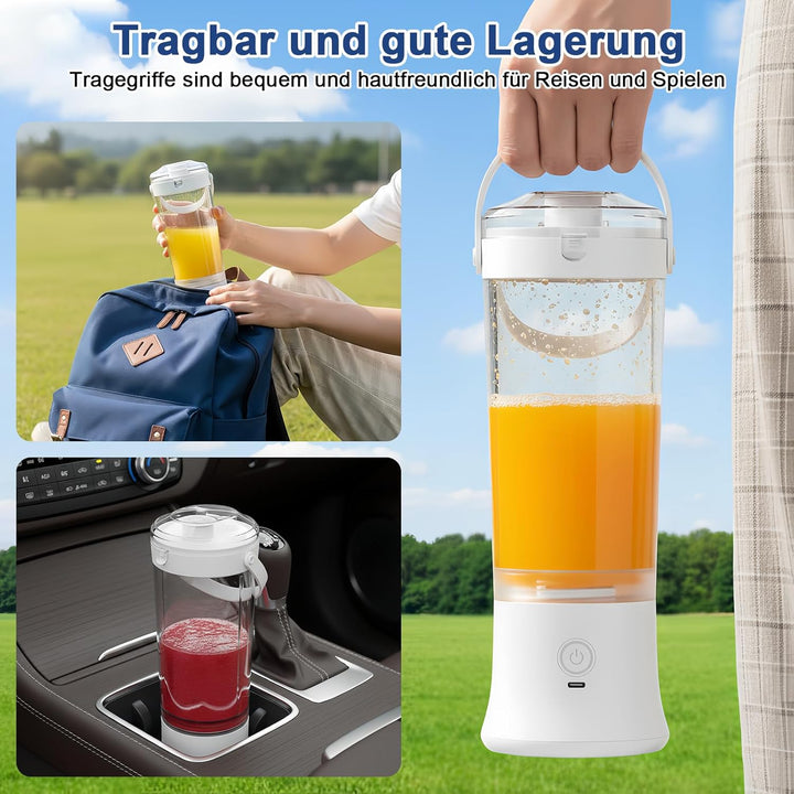 TopEsct tragbarer Mixer für Shakes und Smoothies,500 ml leistungsstarker kabelloser Mini-Mixer,wiede