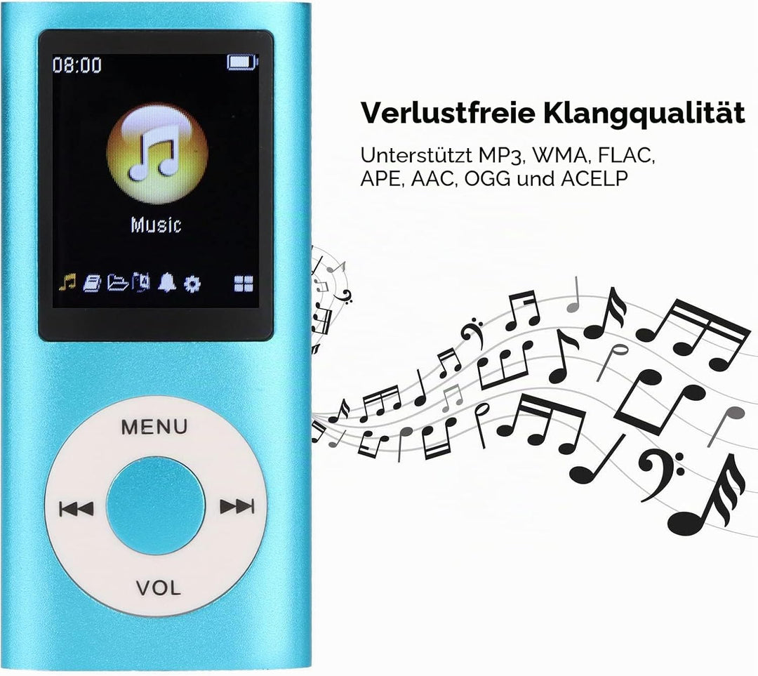 MP3-Musikplayer, MP3-Player, Tragbarer MP3-Player, Schlanker 1,8-Zoll-LCD-Bildschirm, mit Kopfhörer,