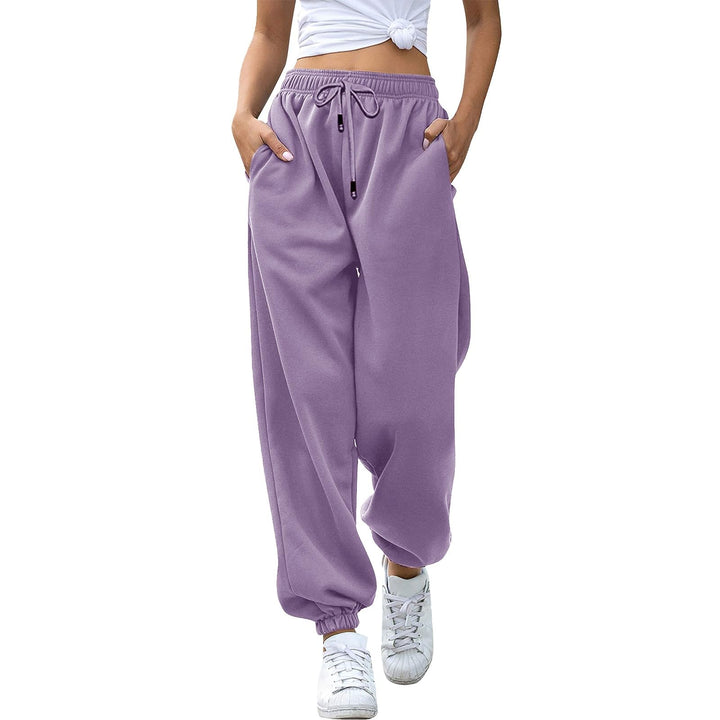 Generisch 2025 Jogginghose Damen Fitness Jogginghose mit Kordelzug Taschen Lässige lockere mit elast