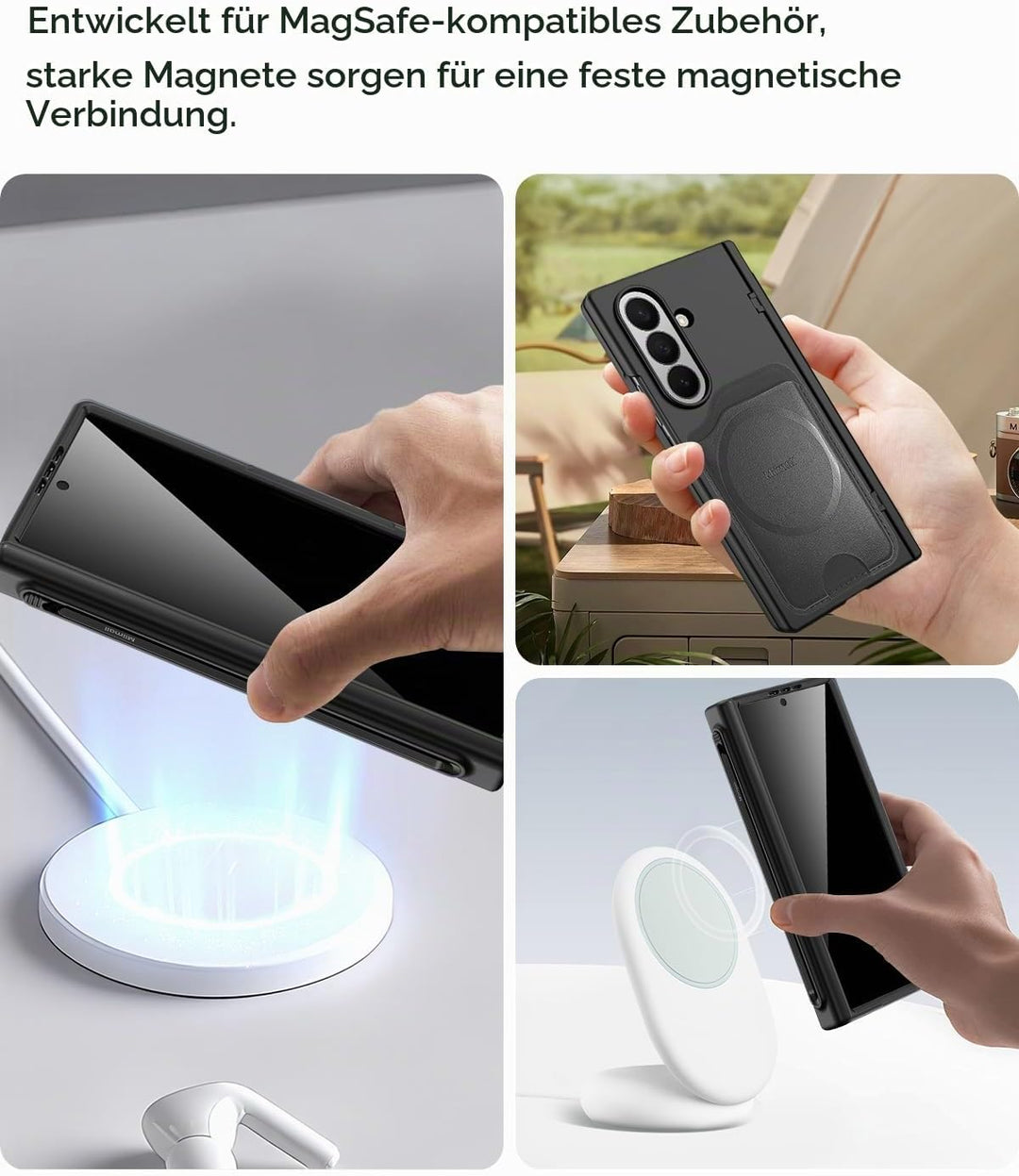 Miimall Magnetisch Hülle Kompatibel mit Samsung Galaxy Z Fold 7 Hülle mit S-Pen &amp;Stifthalter, [Anti-