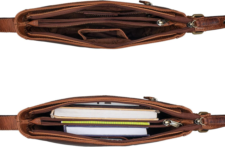 STILORD 'Elaine' Ledertasche zum Umhängen Damen Schultertasche Elegant und Modern Vintage Umhängetas