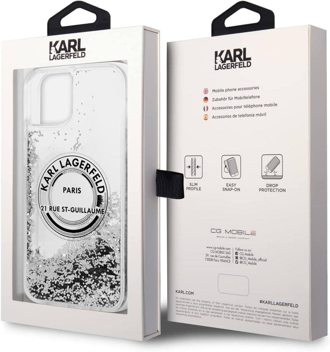 KARL LAGERFELD KLHCP14SLCRSGRS Hülle für iPhone 14 6,1" Silber hardcase Liquid G