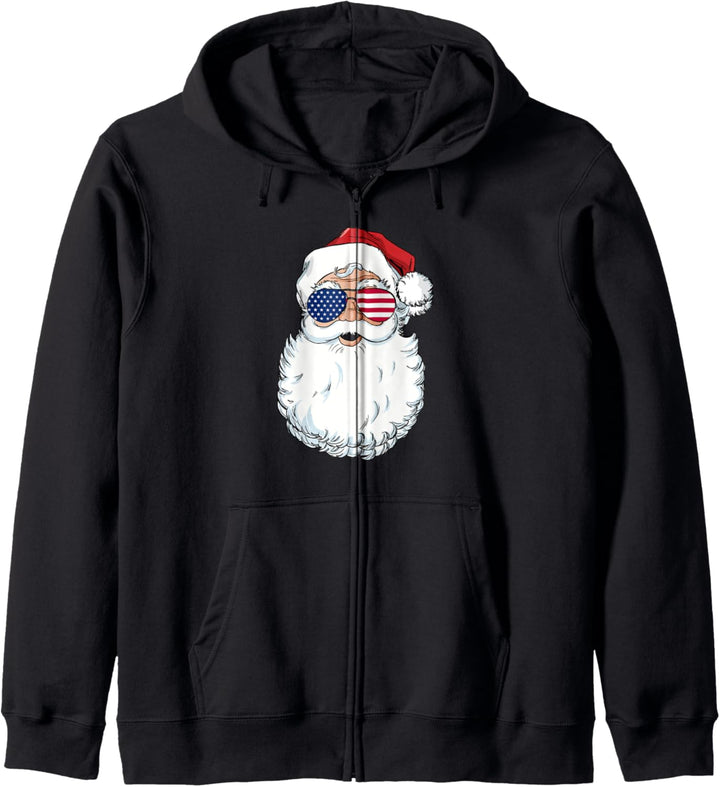 Santa Claus Patriotic USA Sunglasses Christmas in July Santa Kapuzenjacke