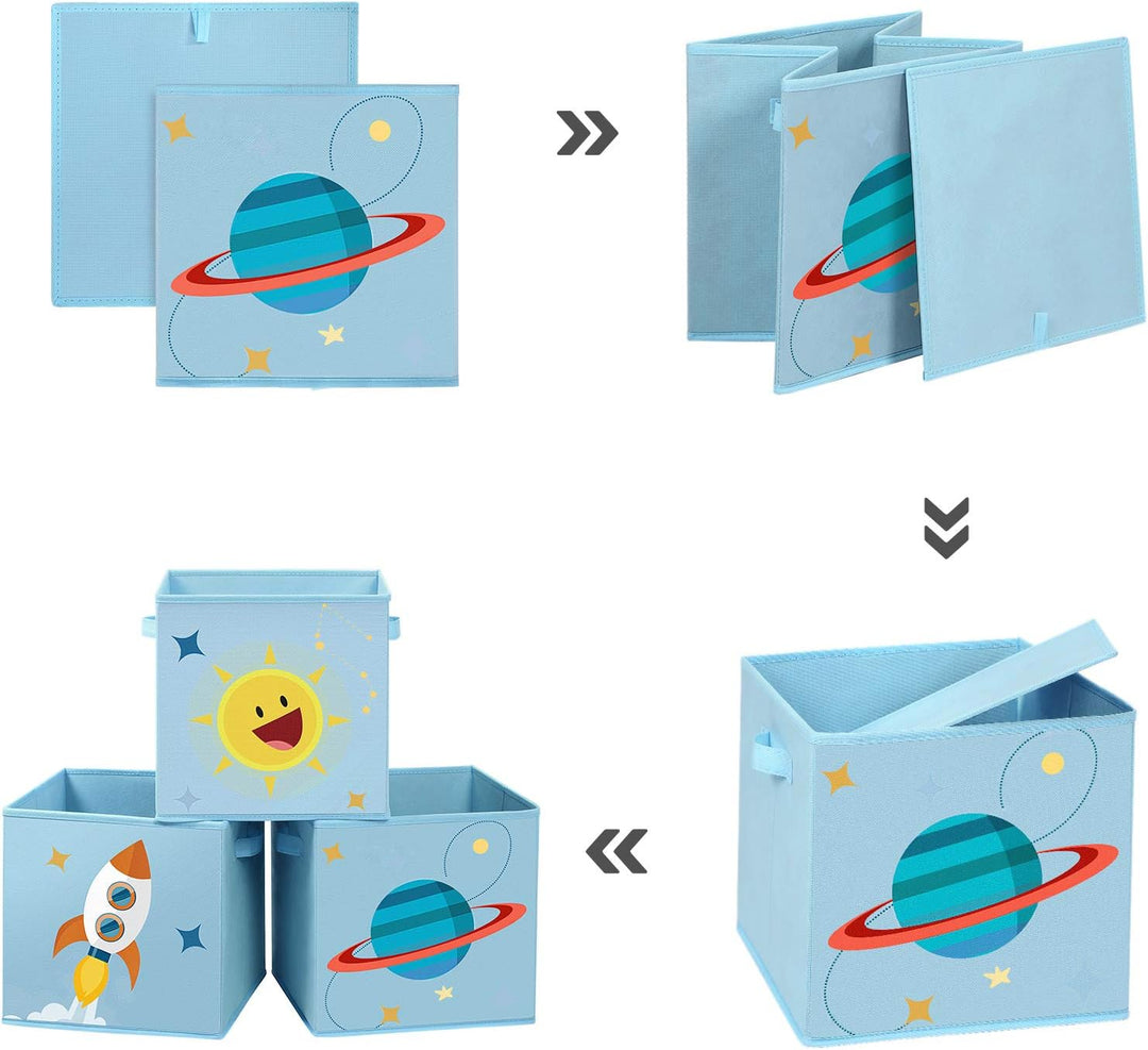 SONGMICS Aufbewahrungsbox, 3er Set, Spielzeug-Organizer, 30 x 30 x 30 cm, Faltbox, Stoffbox mit Grif