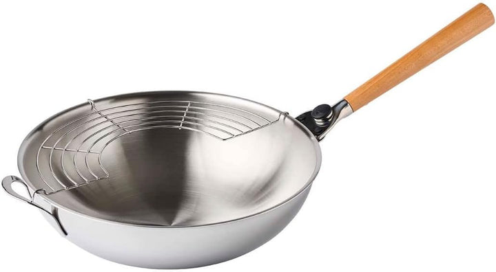 Mastrad O`Wok Gourmet - Wokpfanne aus Edelstahl - Für schnelles und gleichmässiges Erhitzen - Mit ab