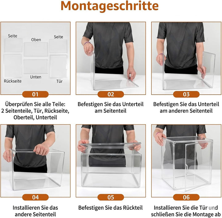 Acryl Schuhbox Stapelbar Transparent mit Magnetischer Tür, 40x25x30 cm Schuhaufbewahrungsbox, Multif
