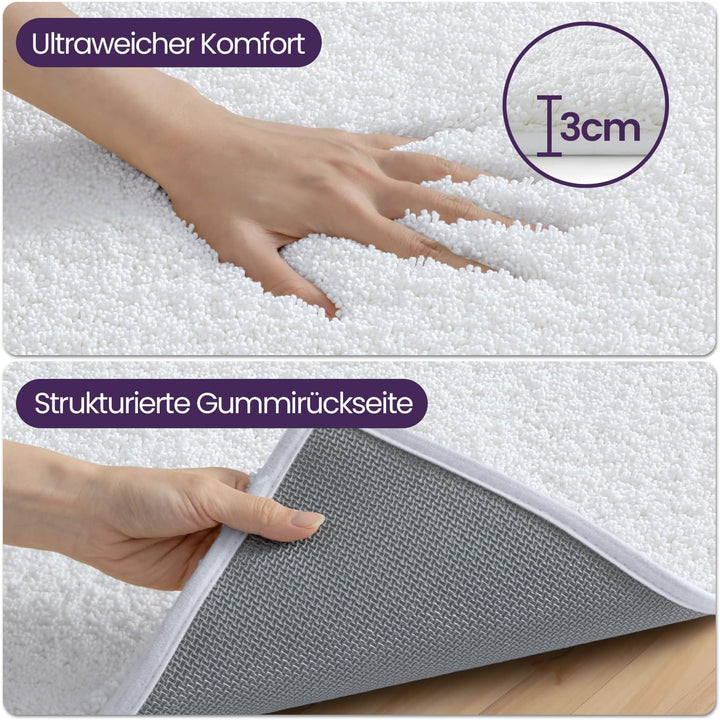 DEXI Badezimmerteppich 50 x 80 cm, Badematte rutschfest Saugfähig, Flauschig und Extra Dick, Badvorl