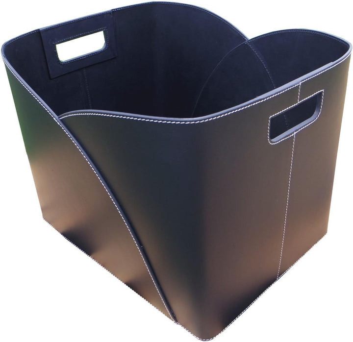 TermaTech Holzkorb Umschlag Lederkorb schwarz aus recyceltem Leder