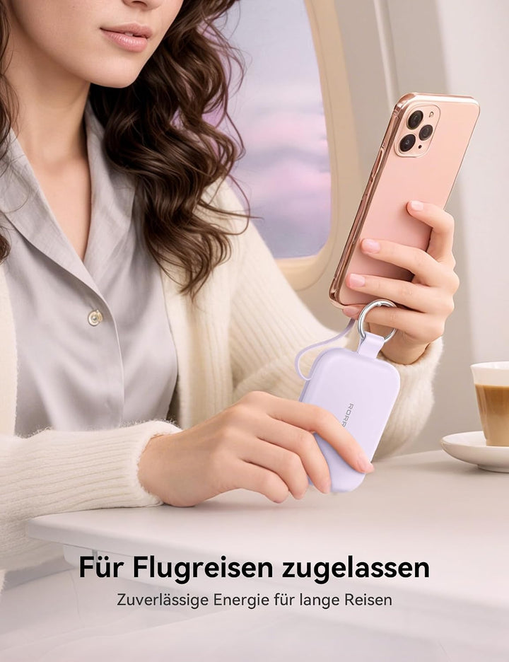 RORRY CharmGo 10000mAh Powerbank, PD 30W Schnellladen, Portable Charger mit integrierten Kabeln und