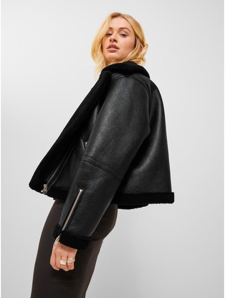 JACK &amp; JONES Damen Jxlee Aviator Faux Shearling JKT OTW Sn Jacke XS Schwarz, XS Schwarz