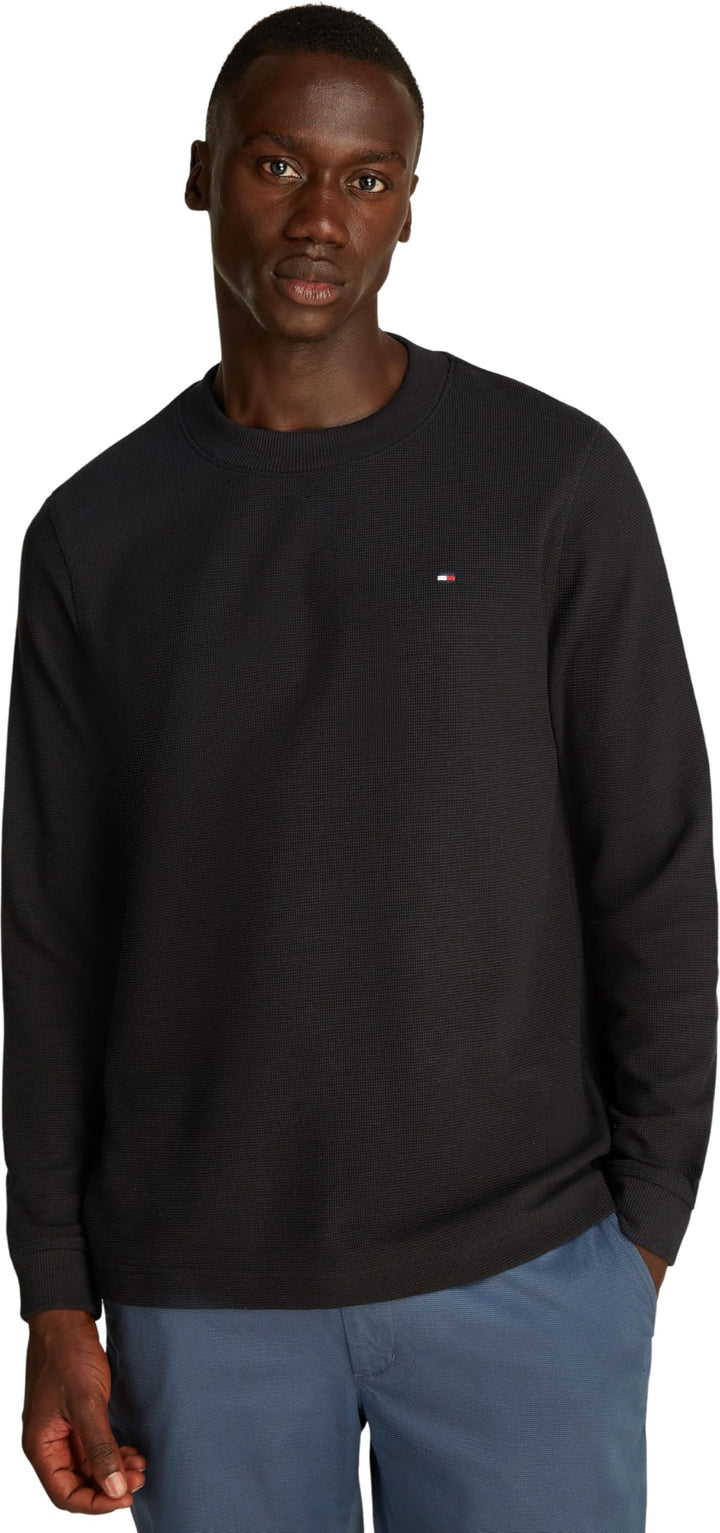 Tommy Hilfiger Herren Langarmshirt Textured Tee Basic XS Black (Black), XS Black (Black)