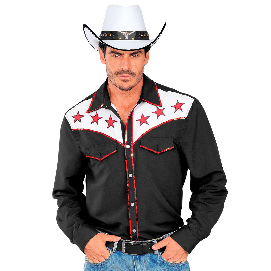 W WIDMANN MILANO Party Fashion Cowboy Hemd Rodeo für Herren | Schwarz XXL, XXL