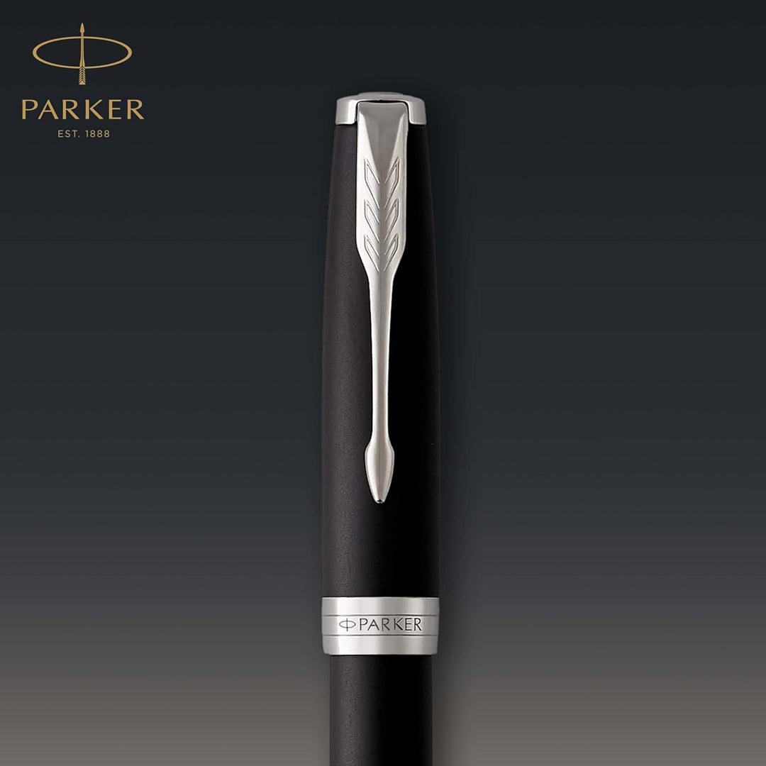 Parker Sonnet Füller | Matt-Schwarze Lackierung mit Palladiumzierteilen | Füllfederhalter mit feiner
