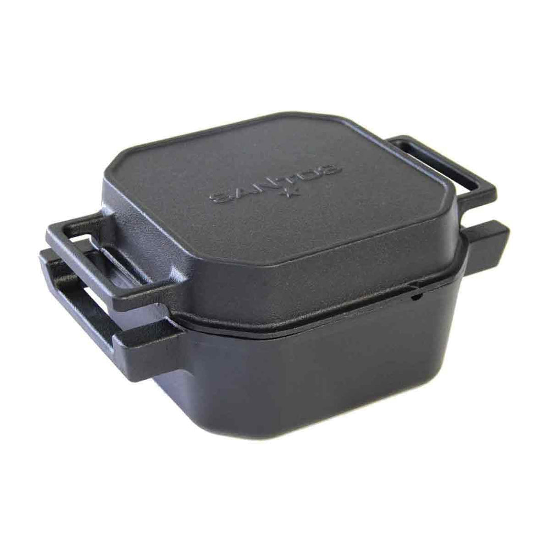 SANTOS Square Dutch Oven mit Deckel - Quadratischer Schmortopf - 6,5L/7Qt Feuertopf - Gusseisen - pa