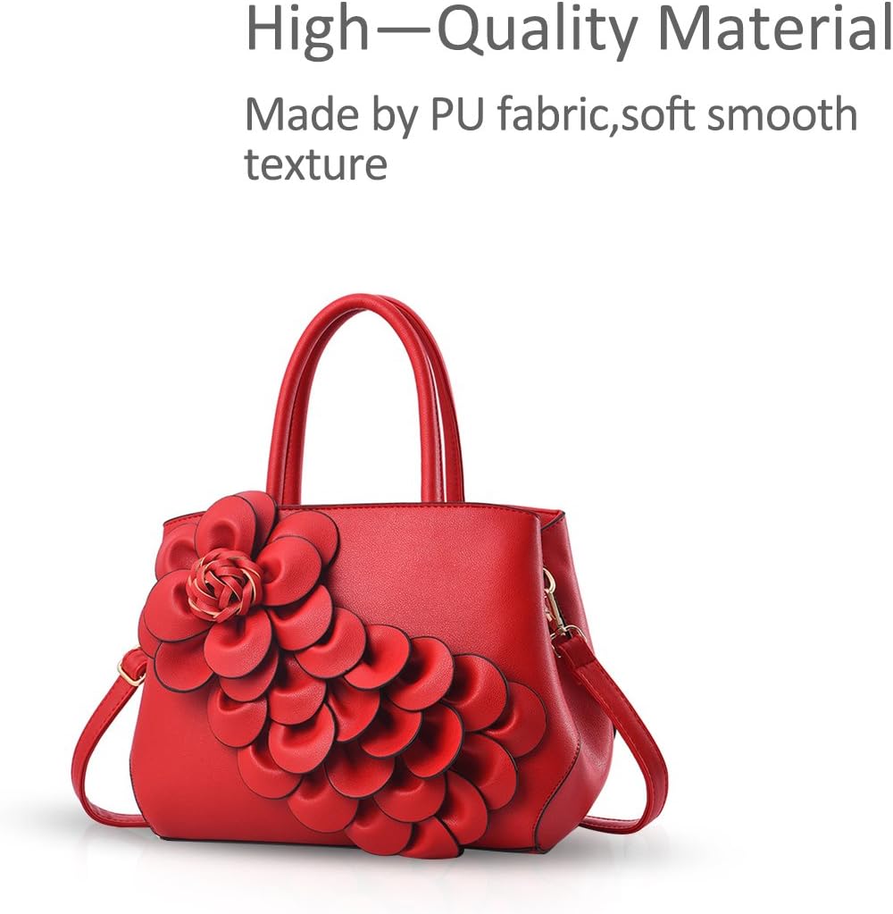 NICOLE & DORIS Umhängetasche Umhängetasche Handtasche Blumenmotiv für Damen Rot, Rot