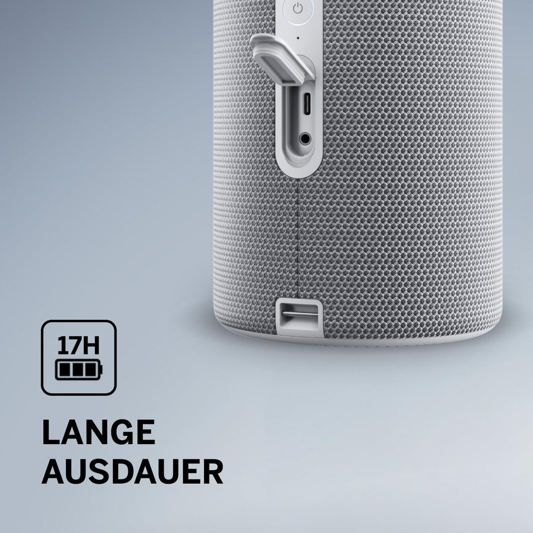 Loewe We. HEAR 2 Cool Grey, Bluetooth Lautsprecher, 60W, Wasserresistent, Tragbar, Aufladbar, 17h La