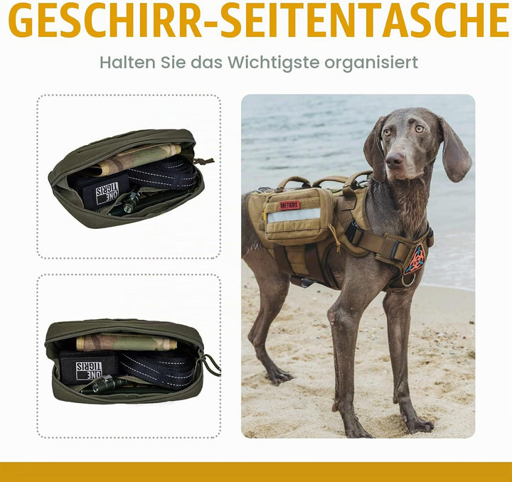 OneTigris Futterbeutel für Hunde 2 Stück, Grosser Weltraum-MOLLE Futterbeutel Hundetraining mit Refl