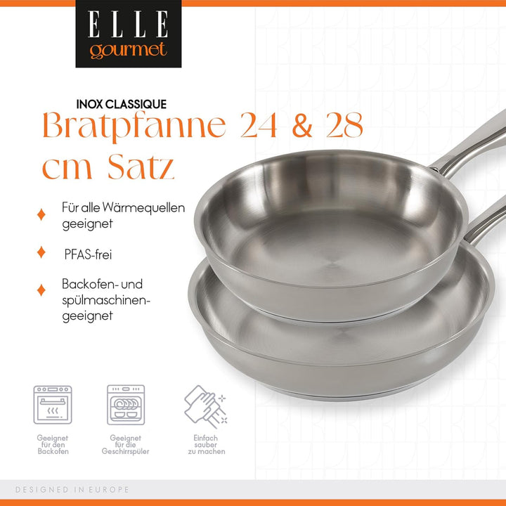 Classique Bratpfanne - Ø 24 & 28 cm - Pfannenset Induktion - Antihaft-beschichtung - Geeignet für al
