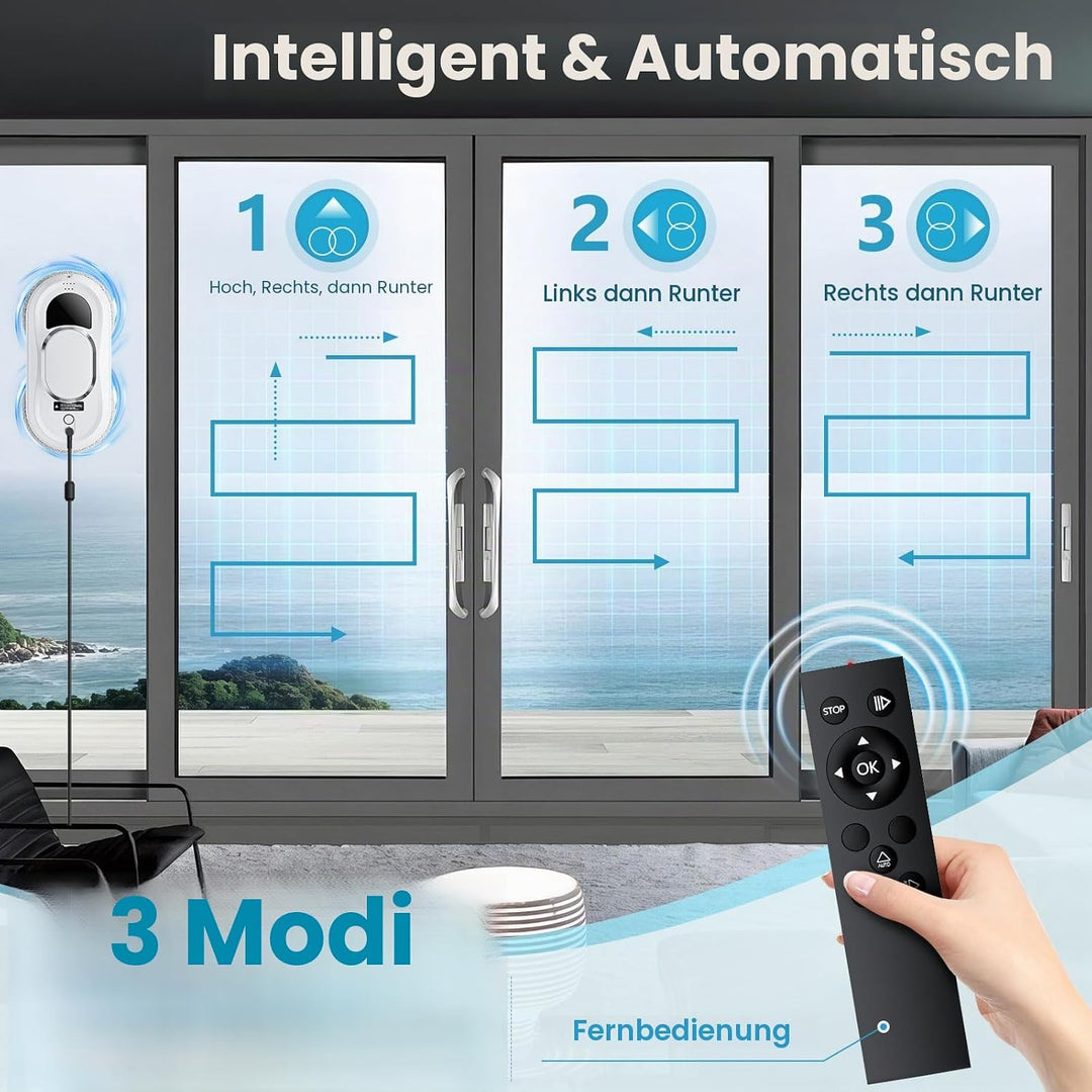 Fensterputzroboter 3000 PA 0.35m/min Saugleistung Glasreinigungsroboter Elektrischer Fensterreiniger