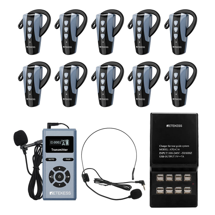 Retekess TT106S Drahtloses Tourguide-System, Tourguide-System mit Ear Hook, 2.4GHz, One-Touch-Bedien