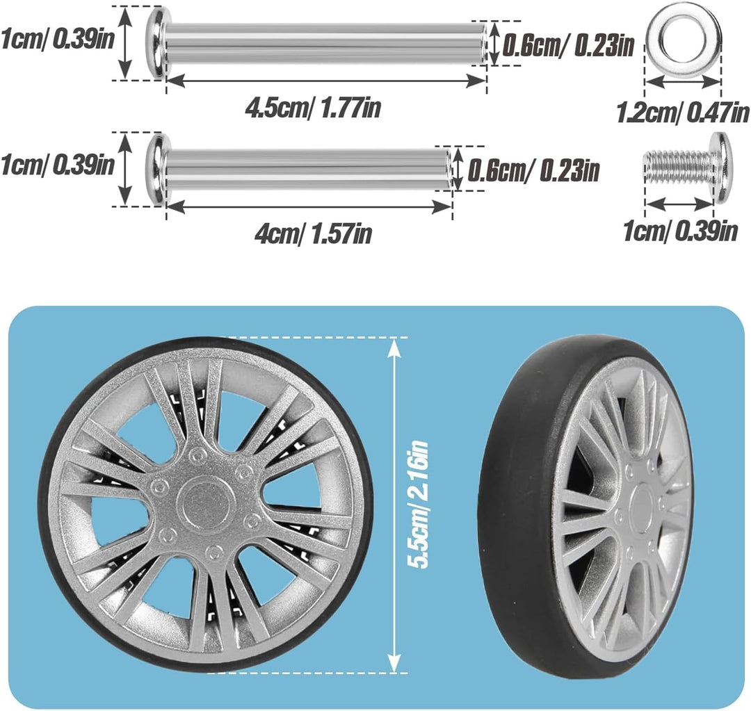 4 Stück Kofferrollen Ersatzrollen 55x11mm Koffer Ersatzrollen Schwarz Verschleissfeste Gummi Ersatzr