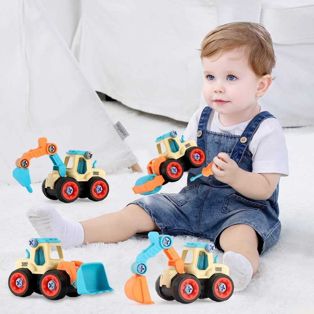Montage Spielzeug Auto LKW Bagger Spielzeug mit Schraubendreher BAU Baufahrzeuge Fahrzeuge, DIY Lern
