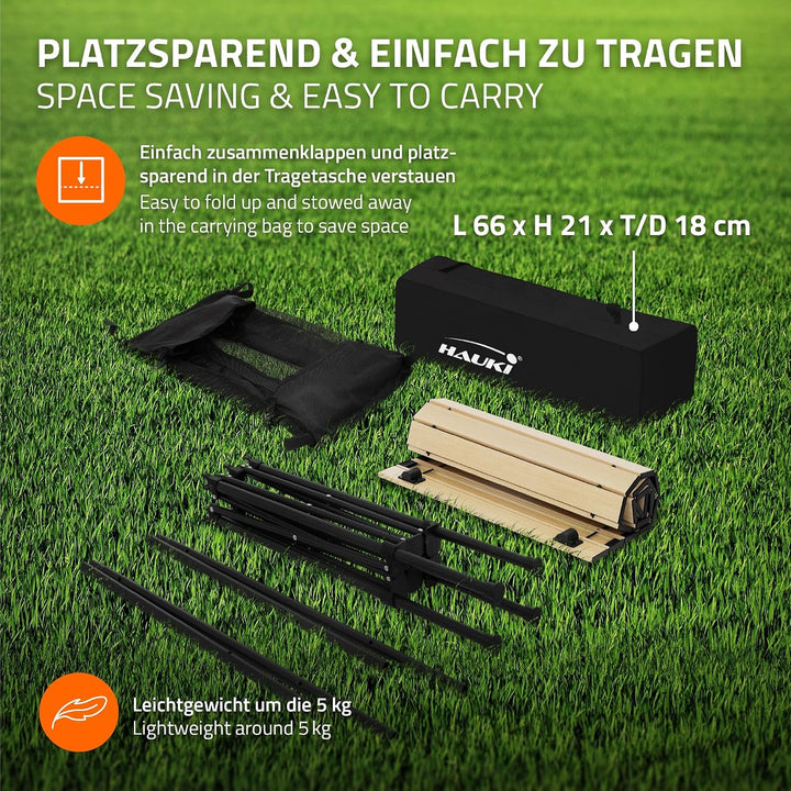 Hauki Campingmöbel Set 3tlg. Campingtisch faltbar Beige mit 2 Campingstühlen Schwarz, Camping-Set fü