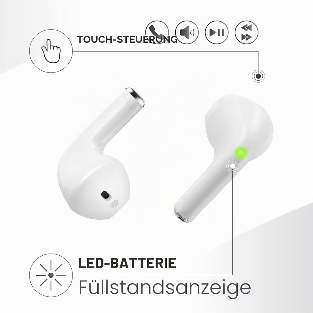 Music Sound | Swag - Kabelloses Kapsel-Headset - Wiedergabezeit bis 20 Stunden - Bluetooth - weiss,