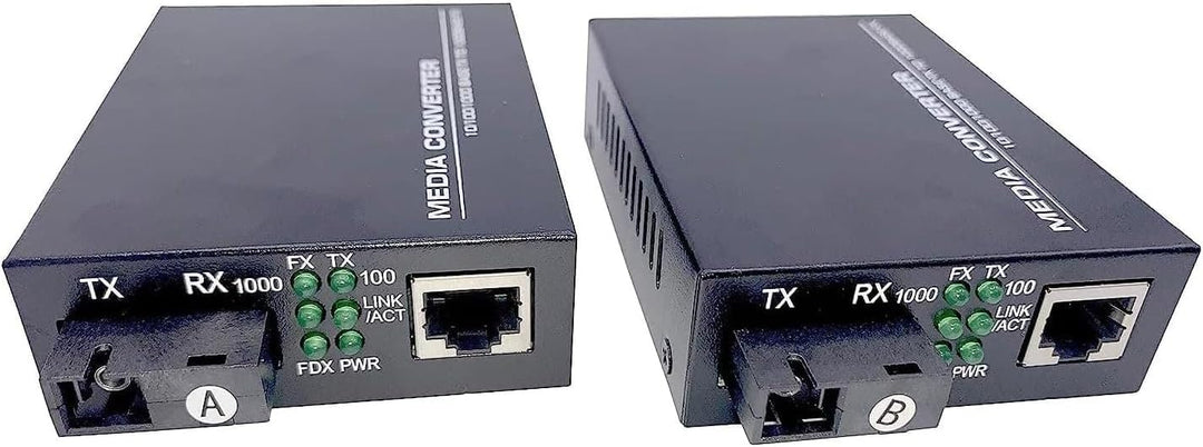Elfcam® - 2 Stück Gigabit Ethernet LWL Medienkonverter Glasfaser 10/100/1000 Mbps inklusive Mini-GBI