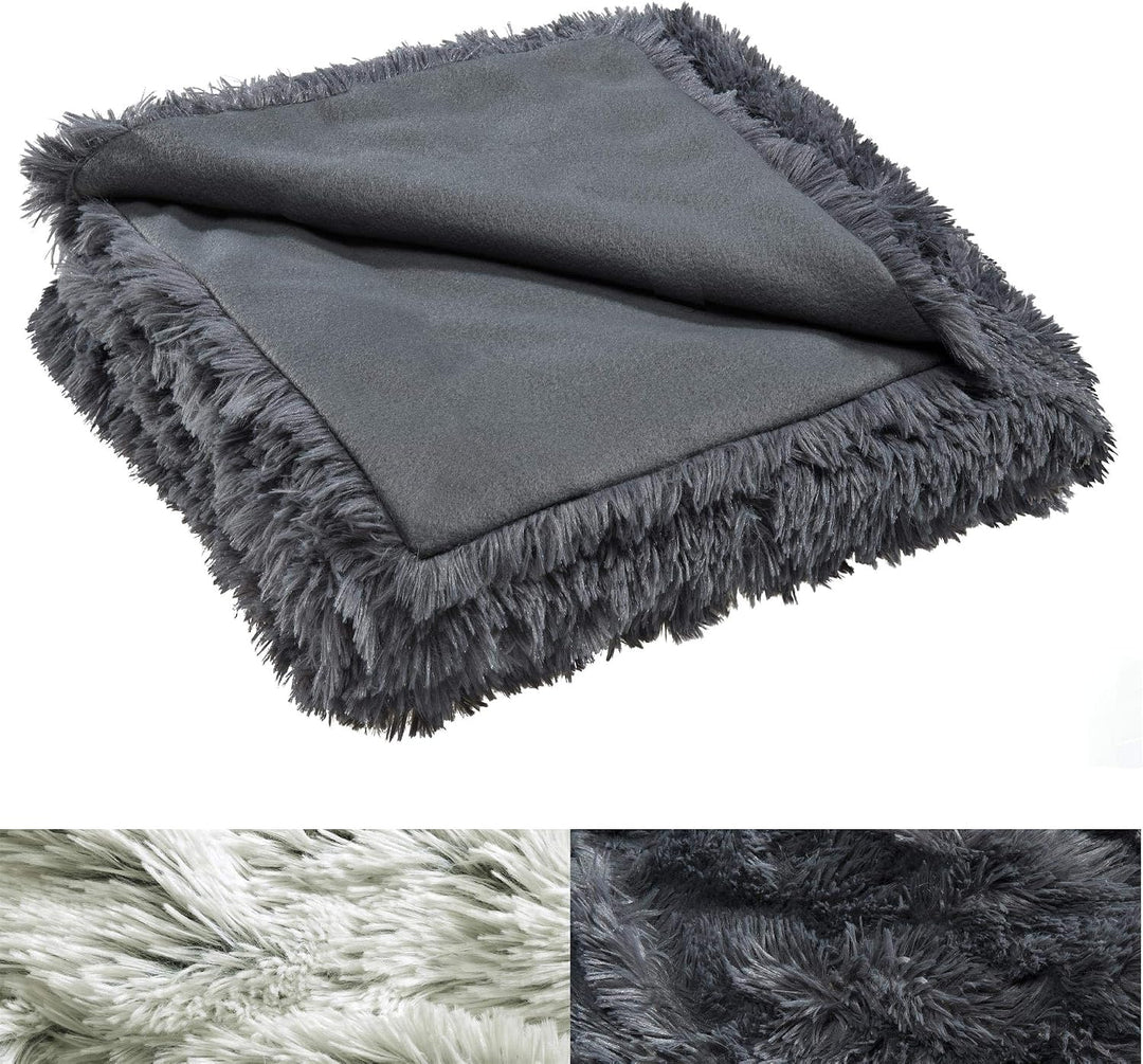 CelinaTex Shetland Bettwäsche 220 x 240 cm 3-teilig grau Polar-Fleece Bettbezug Flokati Optik Bett G