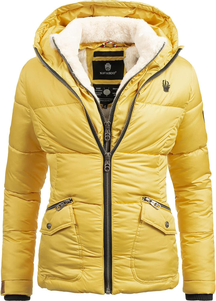 Navahoo Damen warme Winter Steppjacke Megan XS-XXL XS Gelb, XS Gelb