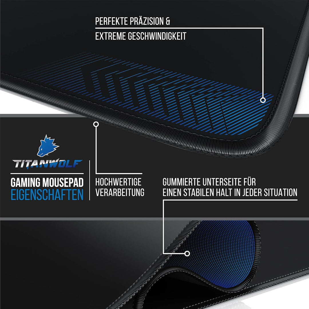 TITANWOLF - Übergrösse Mauspad Gaming 1000x600mm - XXXL Mousepad gross mit Motiv - Tischunterlage La