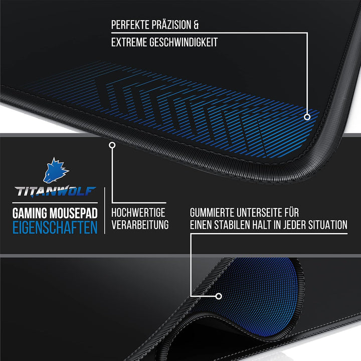 TITANWOLF - Übergrösse Mauspad Gaming 1000x600mm - XXXL Mousepad gross mit Motiv - Tischunterlage La